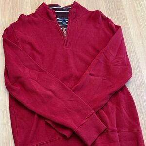 Lands' End Men's Zip-Up Sweater in Rich Red